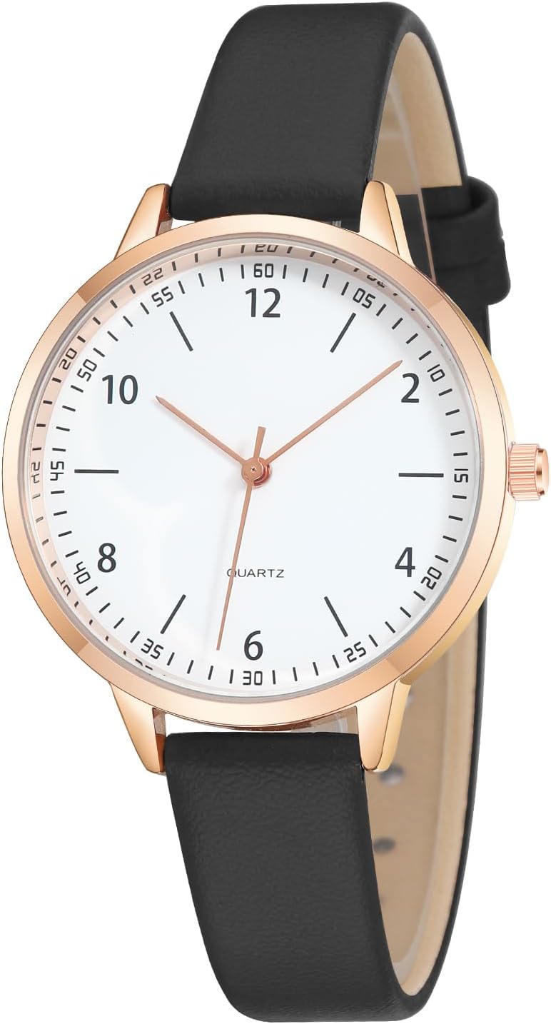 TWOPTION Women's Dainty Analog Leather Dress Watch for Small Wrists, Ladies Waterproof Watches for Women, Reloj para Mujer