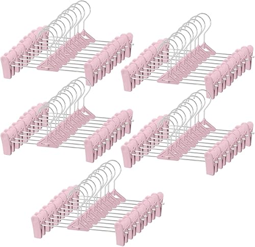 Miniatura 8 de Perchas para pantalones con clips, paquete de 30 perchas apilables para pantalones y faldas, perchas para pantalones cortos con clips, perchas