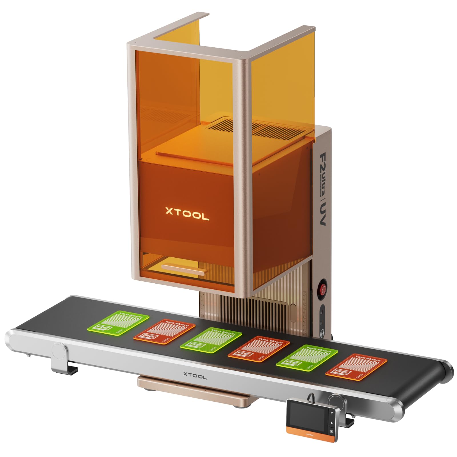 xTool F2 Ultra UV-Laser mit Förderband, 5W UV-Laser, 3D-Innen- & Glasgravur, für effiziente Serienfertigung, KI-gestützte 2D-zu-3D-Software, für Profis im gewerblichen Einsatz