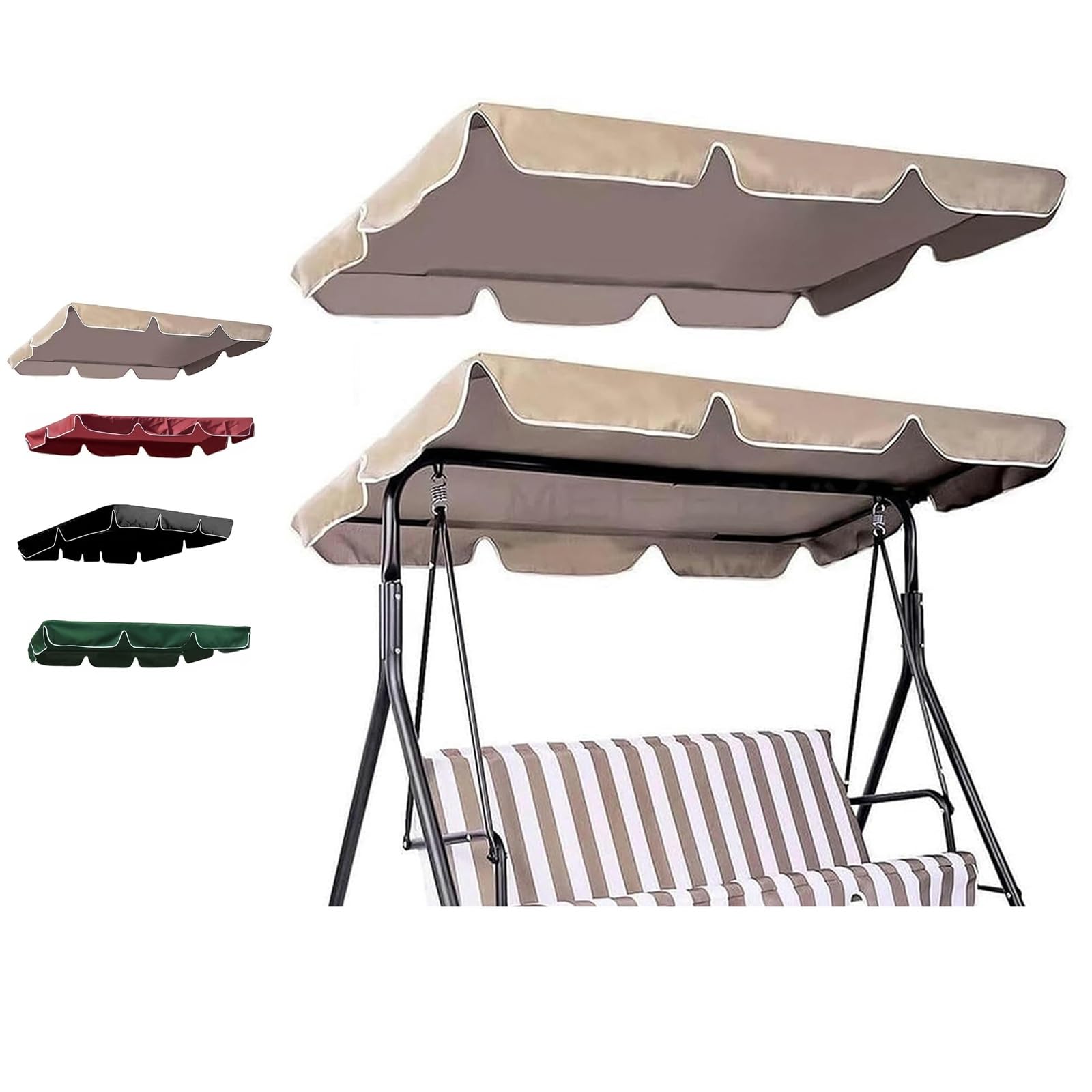Universale Tetto Del Dondolo Da Giardino Ricambio Copertura Tettuccio Altalena 210D Oxford Impermeabile Protezione UV Copertura Ricambio Altalena 2/3 Posti(K,3-seat 200x120x15cm)