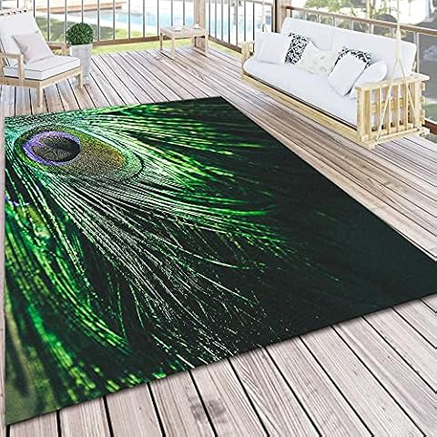 ZJXSNEH 2021 Alfombra Interior/Exterior Pavo Real Verde Cover