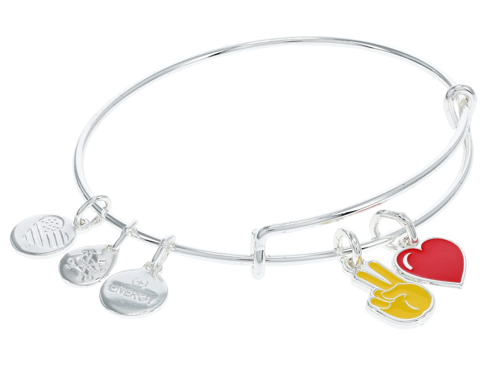 Alex and AniPeace Hand Heart Emoji Bracelet Shiny Silver One Size, One Size