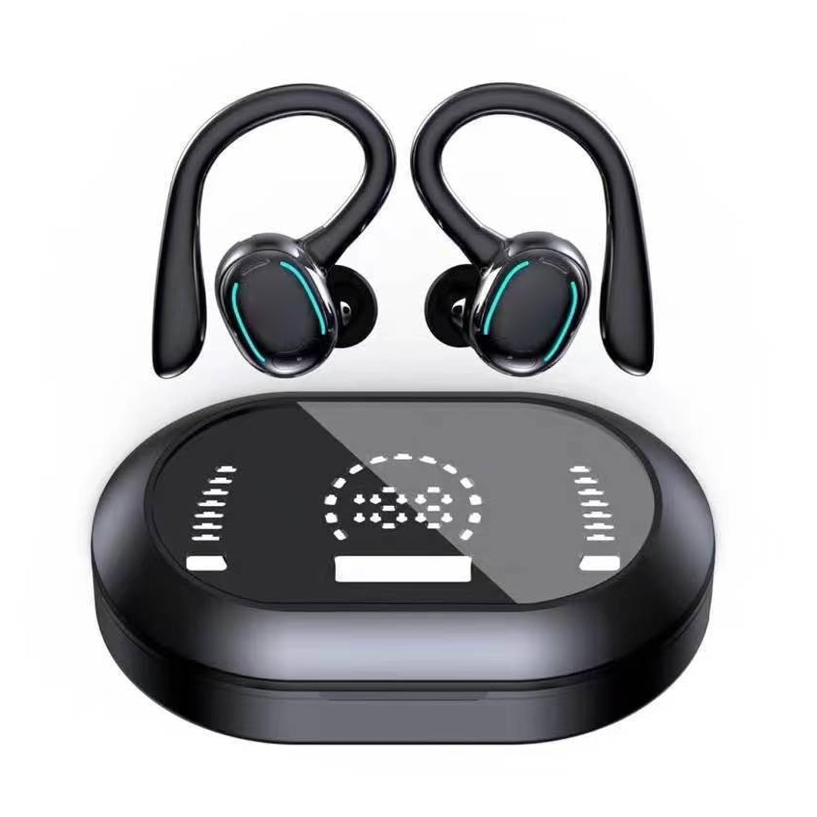 ASHATA BR Headphones Kabellose Ohrhörer, Sport Ohrhörer mit Ohrbügel, Ergonomische, Komfortable, wasserdichte IPX7 Ohrbügel Ohrhörer mit Mikrofon für Sport