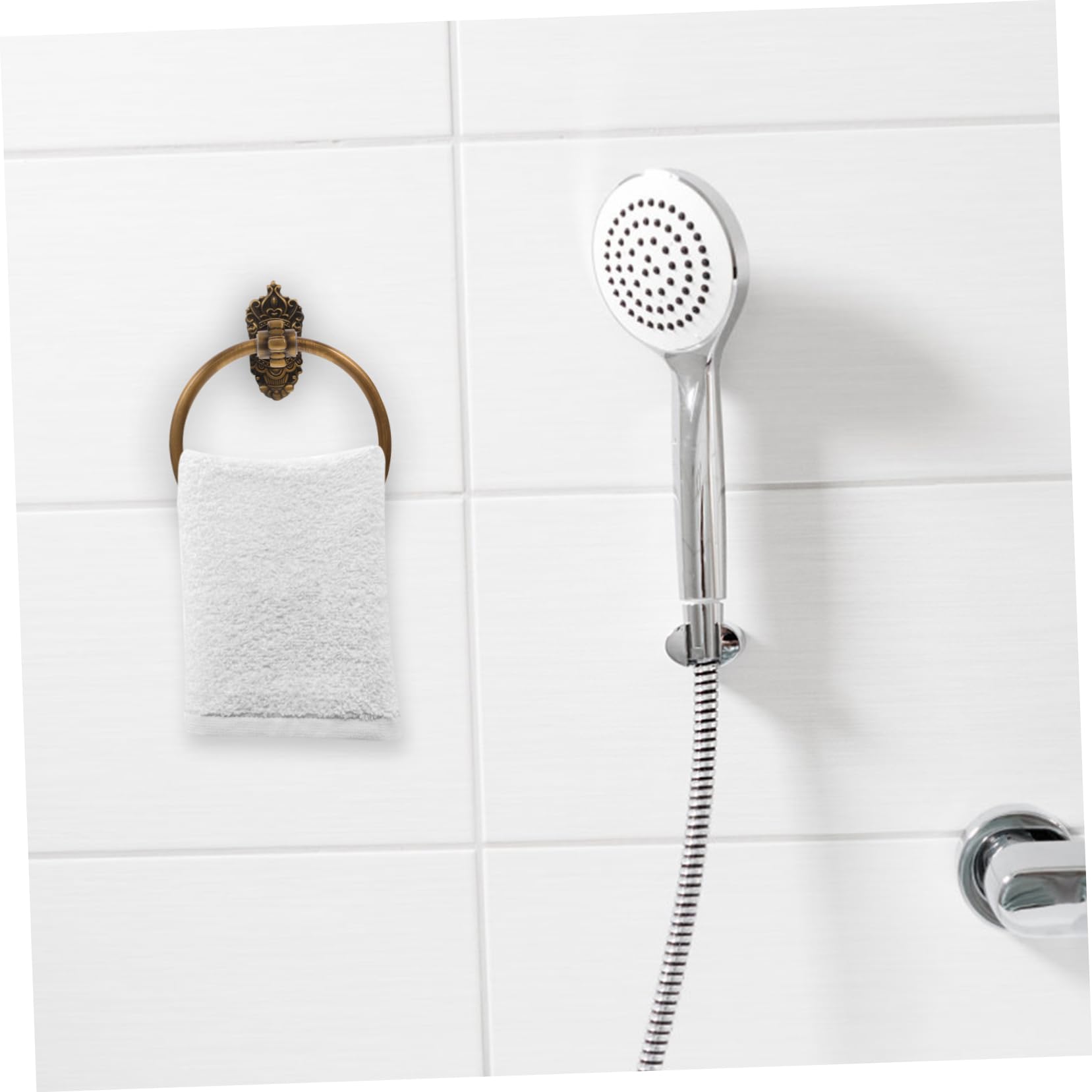 Homoyoyo Toallero Elegante Dorado de Montaje Redondo en Aluminio Pared Aro Diseño Ahorro de Espacio y Baño y Cocina