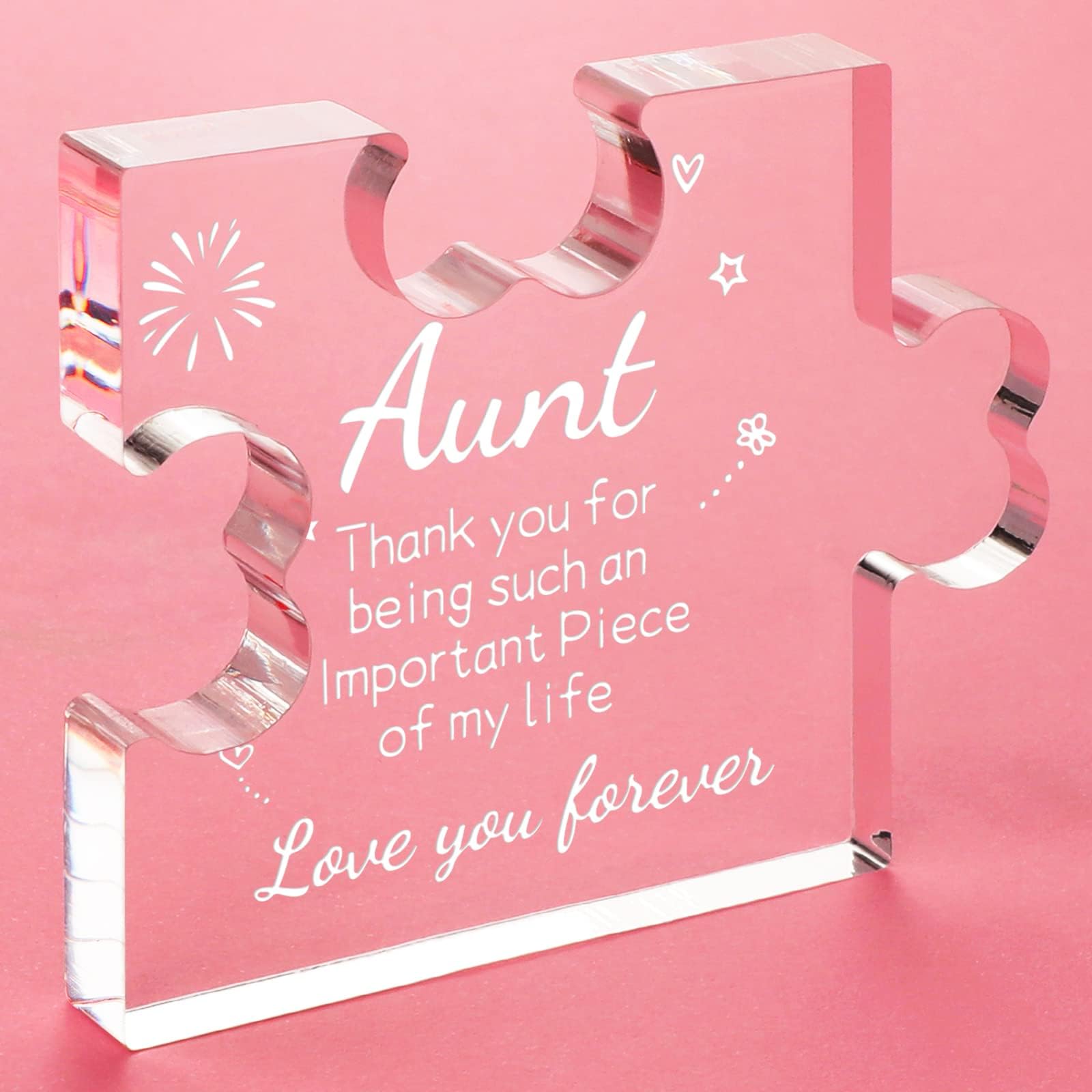Funnli Aunt Gifts from Niece Acrylic Puzzle Plaque - Gifts for Aunt 3.35 x 2.76 Inch Desk Decorations Best Aunt Ever Gifts - Great Auntie Gifts Card for Birthday Christmas Anniversary Mothers Day