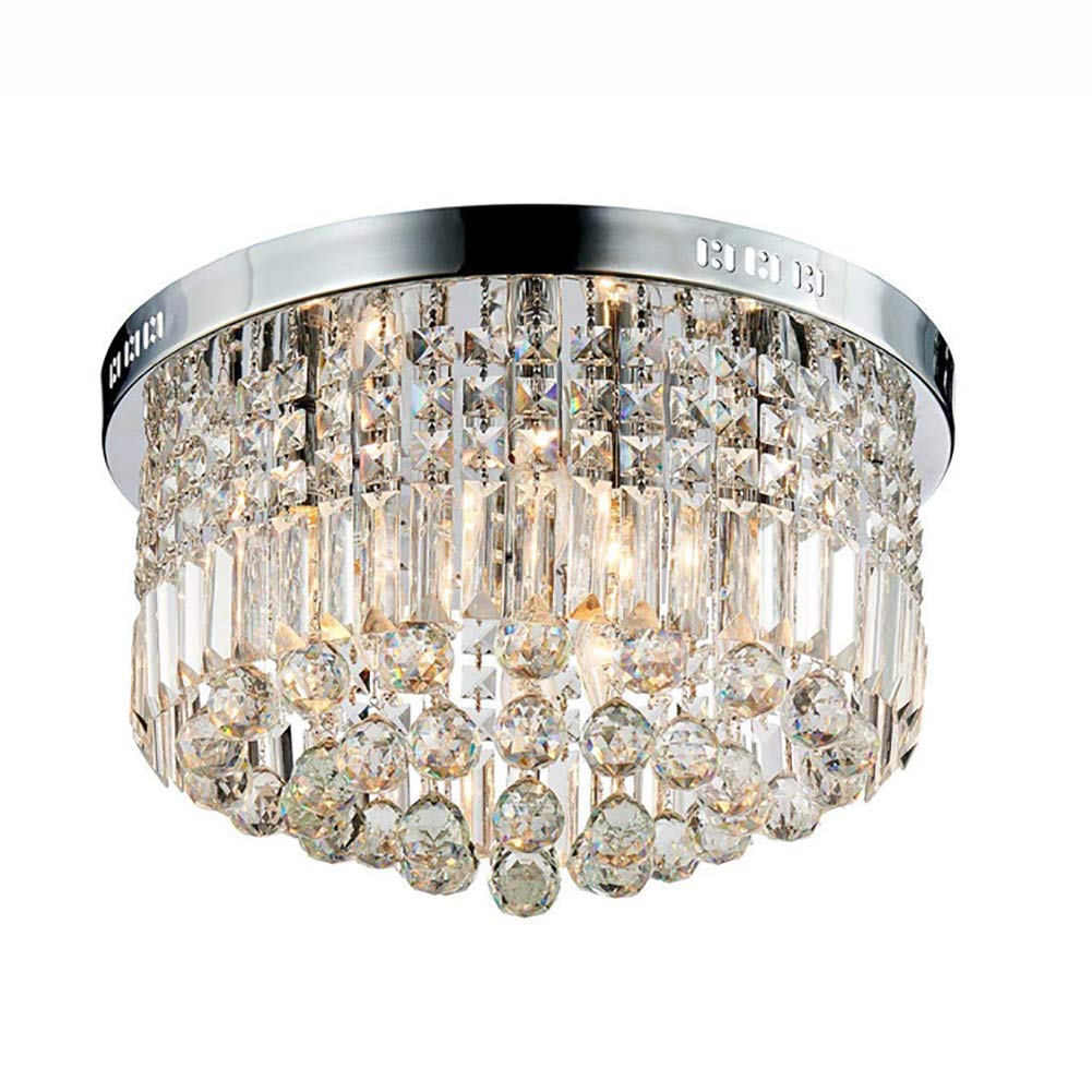 Lustre en cristal moderne à montage encastré pour petits plafonds