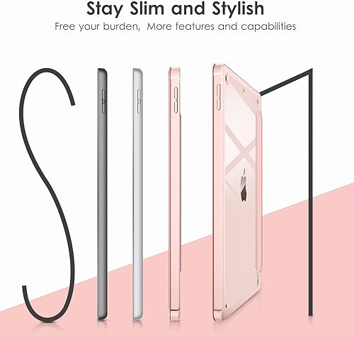 Miniatura 6 de VIKESI Funda para iPad de 9 8 7 generación de 10.2 pulgadas (versión 202120202019), parte trasera transparente, cubierta de marco de TPU a prueba