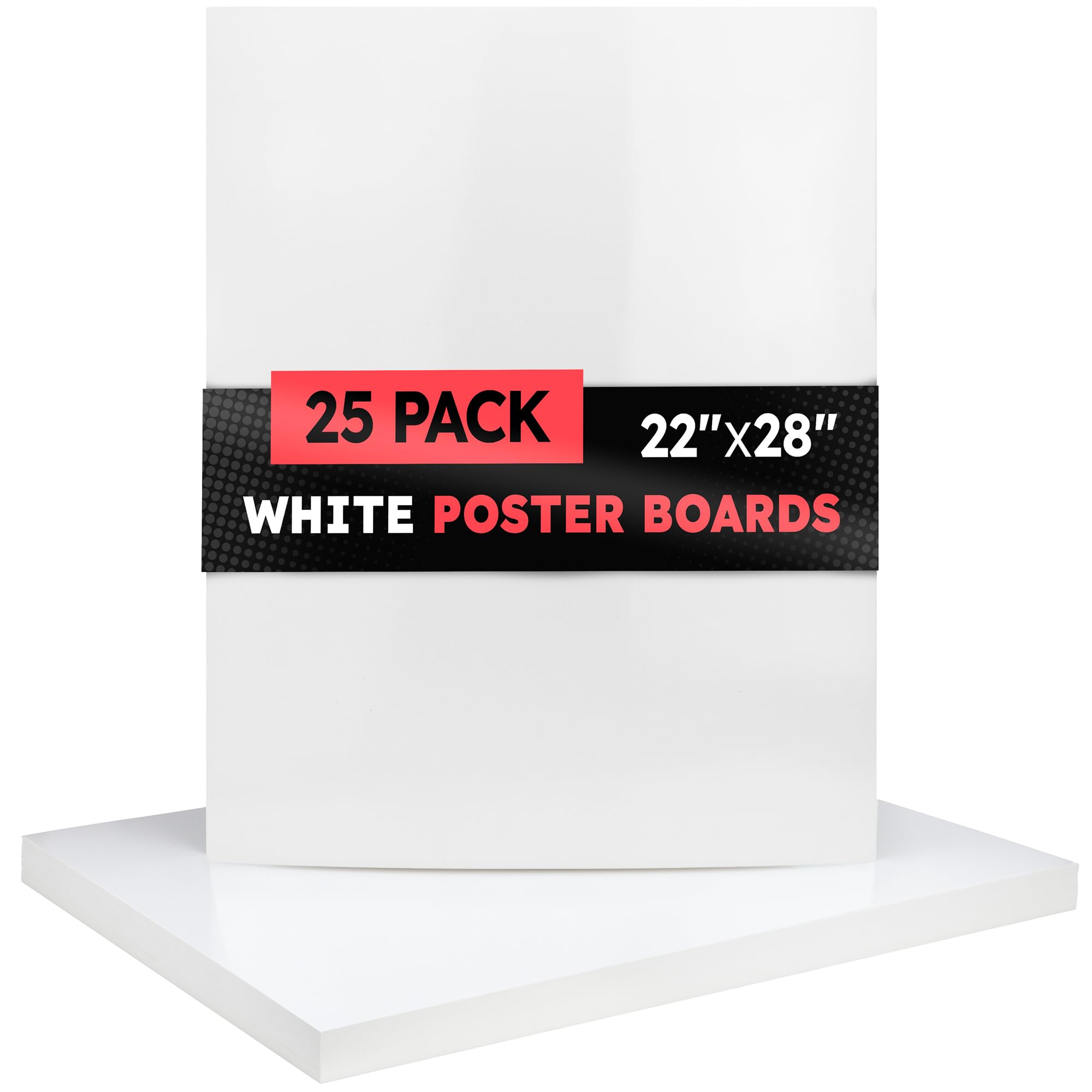 Large Poster Board 22x28 - 25 Poster Boards Bulk Pack - 10 Pt. Thickness White Poster Board Paper for Projects, Presentations, Displays, Signs, Crafts - Blank Posterboard Multipack 22" x 28"