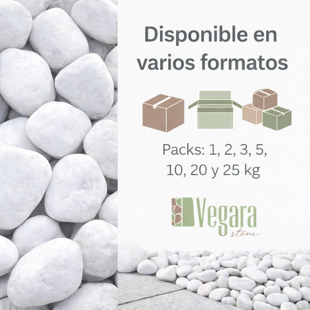 Piedra Jardín Decoración Canto Rodado Blanco Puro 4-6 cm (25)