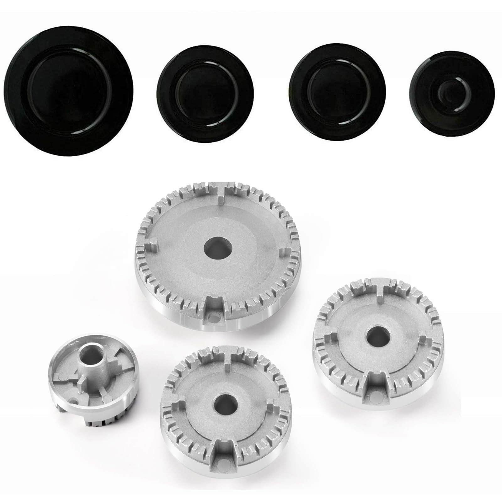 STAYOUNG 8PCS Gas Stove Burner Replacement - Universal Cooker Hat Set, Metal (2 medium and large, 55 mm - 100 mm)