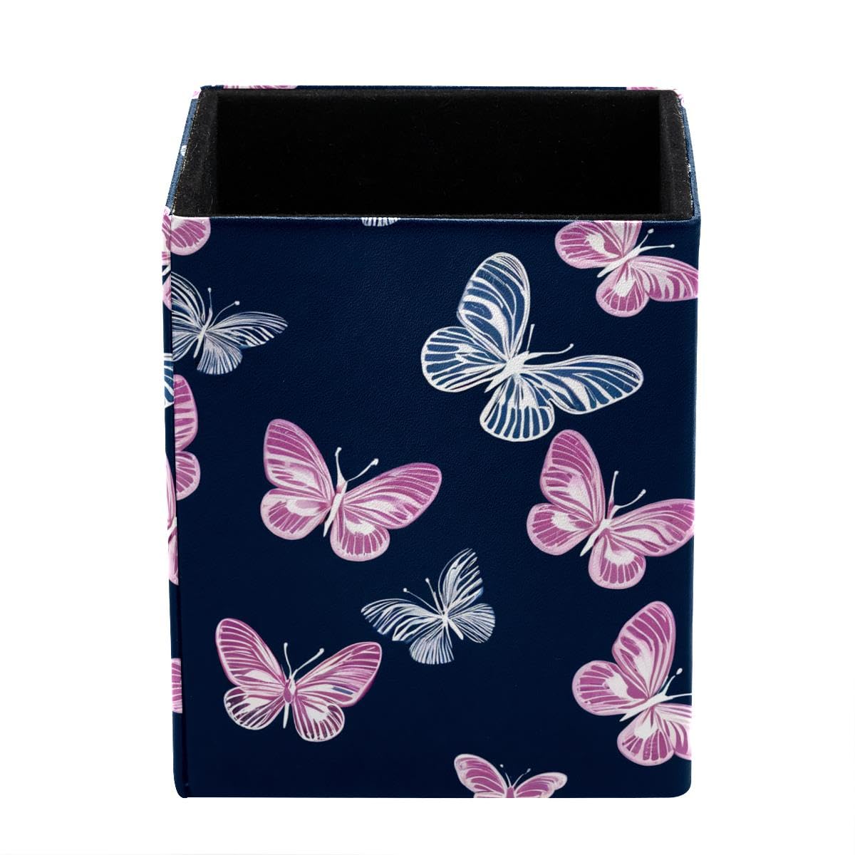 HEOEH Butterfly Pen Holder Pen Pot, Square Pencil Cup for Desk