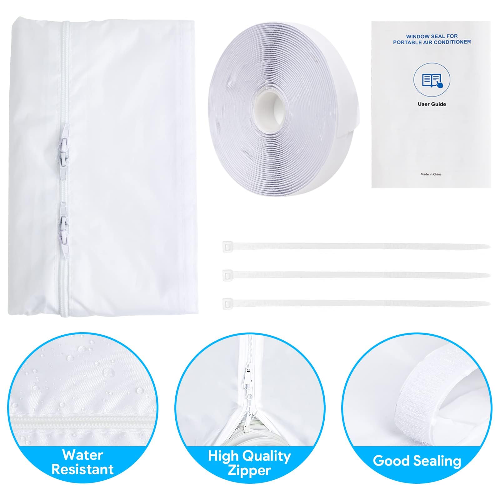 Kit Sellador Para Ventana De Aire Acondicionado Portátil LYUNIT - 600 Cm, Universal, Incluye Cremallera