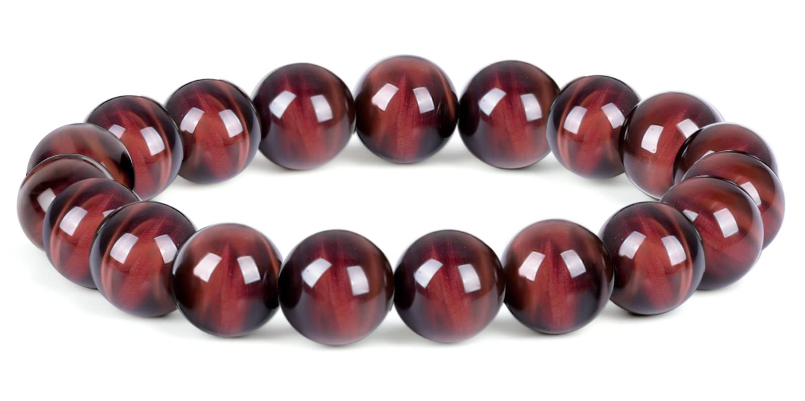 Enjoy RisingsunRed Tiger Eye Bracelet for women men,Relax Anxiety Genuine Crystal Beaded Triple Protection Jewelry Healing Chakra Gemstones Bracelets