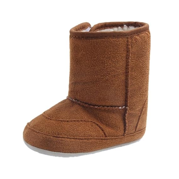 Anbau Baby Soft Sole Anti-Slip Mid Calf Winter Warm Infant Prewalker Snow Boots 6-12 Months Brown