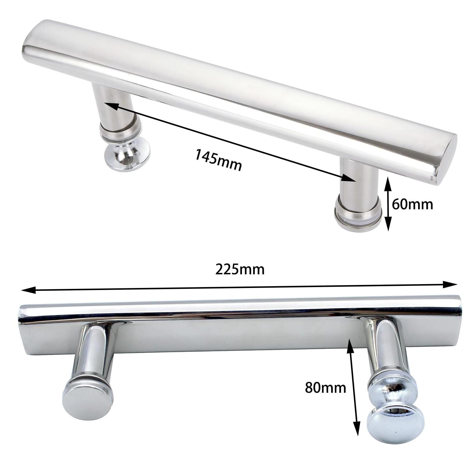 Cokritsm Shower Door Handle 145mm Hole to Hole, Stainless Steel Shower Door Pull Handle Parts Replacement Glass Door Handle knob Silver - Image 2