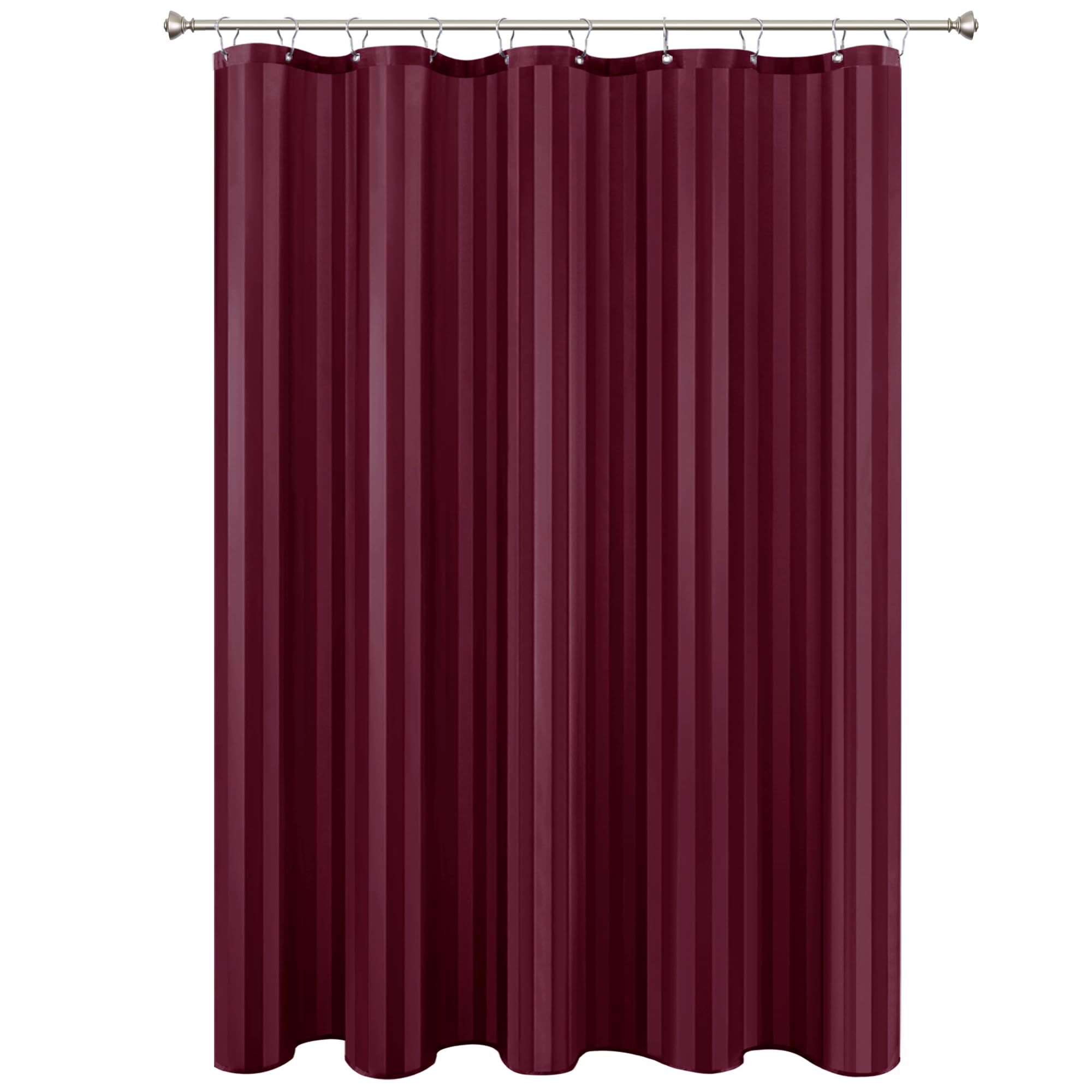Rideau de douche lavable en machine imperméable bordeaux textile rayé