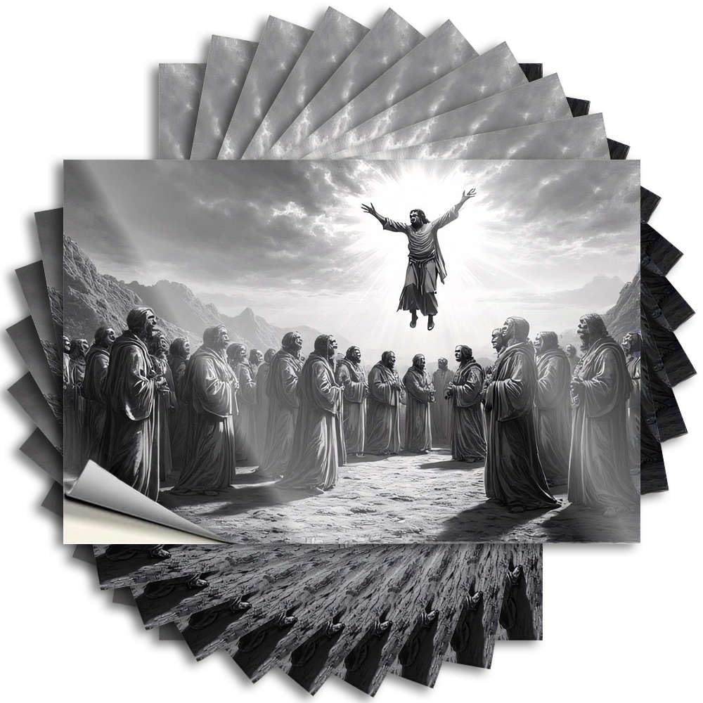 Plain Sticker - Half Texas Case Jesus Ascending Into Heaven, Surrounded By Disciples(6X9CM)