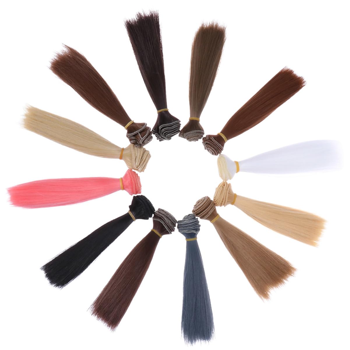 SUPVOX Parrucca Mini per Bambole Liscia Resistente al Calore 6 Pezzi Estensioni di Capelli Sintetici con Rete Elastico per Fai da Te 6.69In X 1.18In X 0.39In