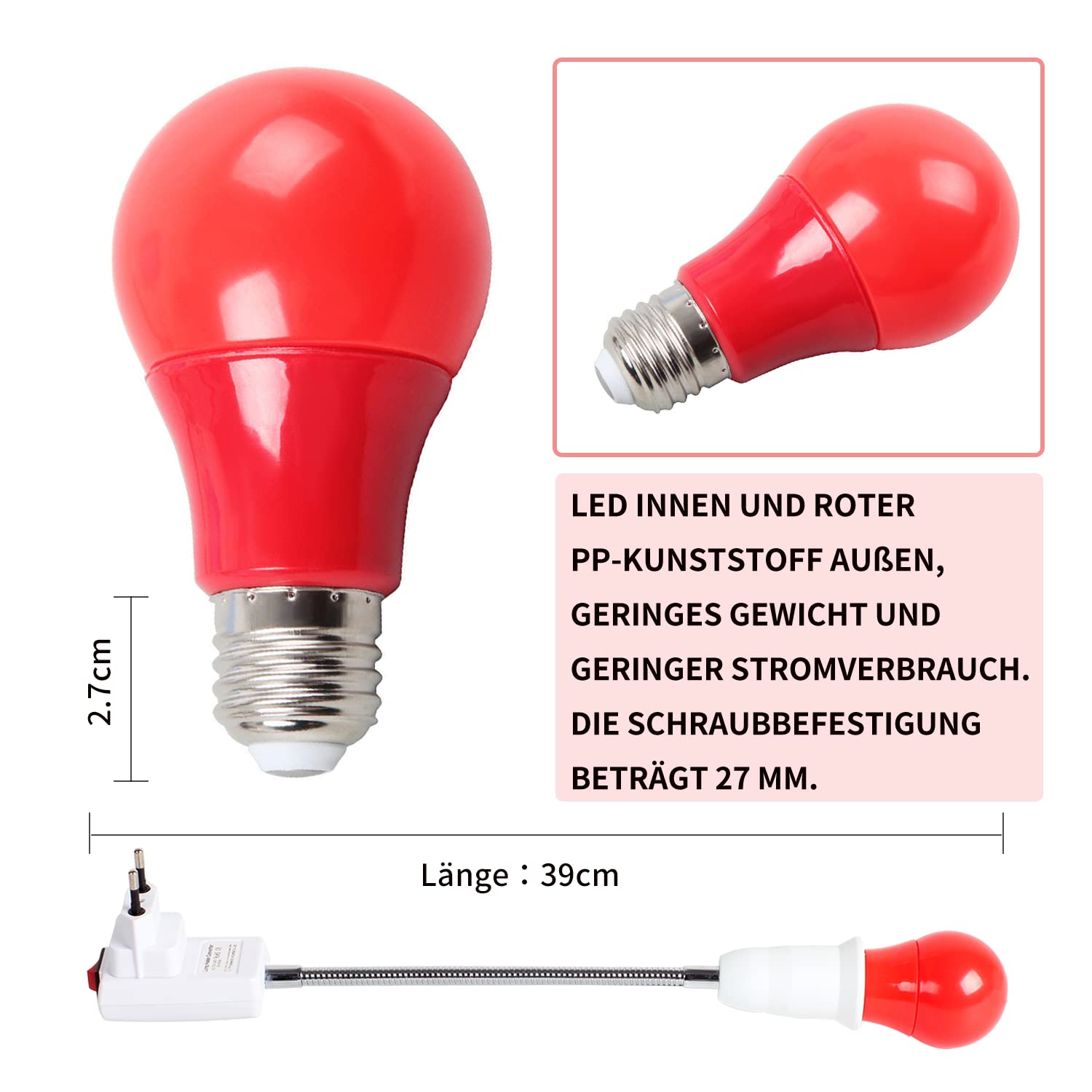 eTone Dunkelkammer-Lampen Safe Light Red Bulb Sicherheitslampe für Film-Foto-Negativ-Entwicklung
