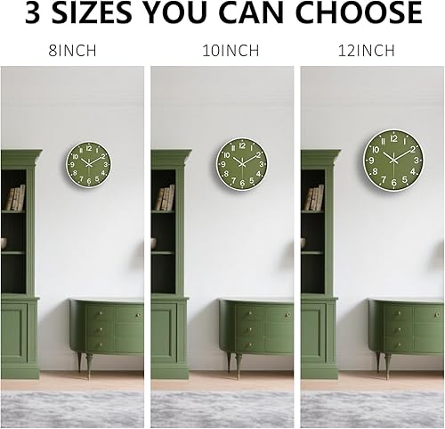 Miniatura 9 de Reloj de pared de 8 pulgadas, funciona con pilas, moderno reloj de pared analógico digital silencioso sin tictac para dormitorio, sala de estar,