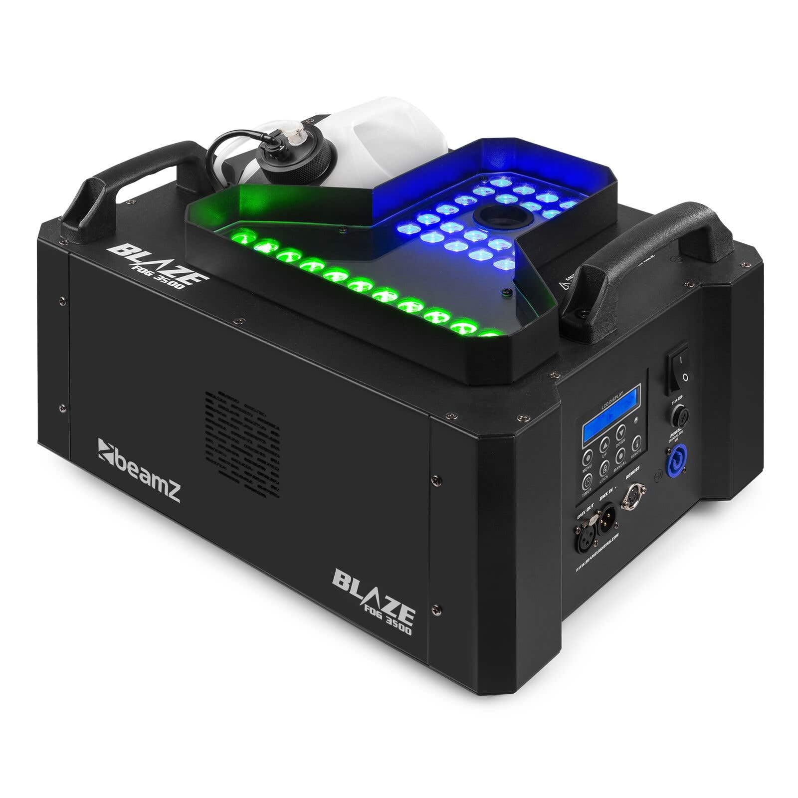 BeamZ Professional BLAZE3500 - Pack Machine à Fumée Verticale - 3500 Watts, 48 LEDs RGBW, Réservoir 3500ml, Créez des Colonnes de Fumées pour vos Soirées, 10L inclus