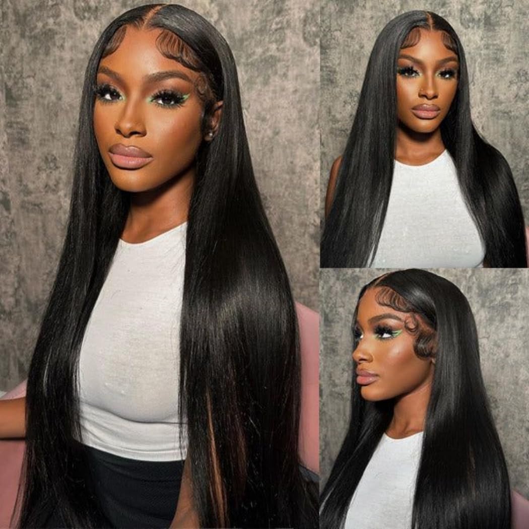 Straight Lace Front Wigs Human Hair 13x6 HD Transparent Lace Frontal Wig for Women Glueless Brazilian Virgin Hair Lace Frontal Wig 200% Density Pre Plucked with Baby Hair 32Inch