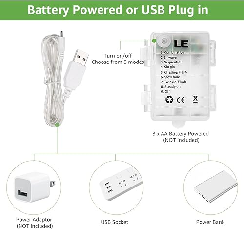 Miniatura 5 de LE Fairy - Cortina de luces que funcionan con pilas y enchufe USB, control remoto de 10 x 10 pies para pared de dormitorio, 300 luces LED para