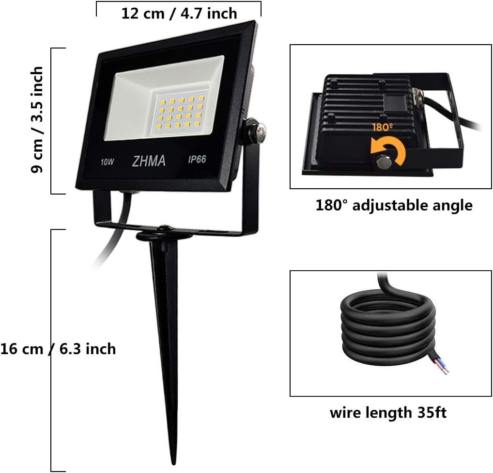 Onе-Dау Sаlе: Uр tо 60% оƒƒ ZHMA 10W LED Landscape Lights 12V Low Voltage Warm White IP66 Waterproof Garden Flood Light for Pathway Lighting, Yard, Lawn, Wall, Trees Lighting, Outdoor Spotlights with Spike Stand [10 Pack]
