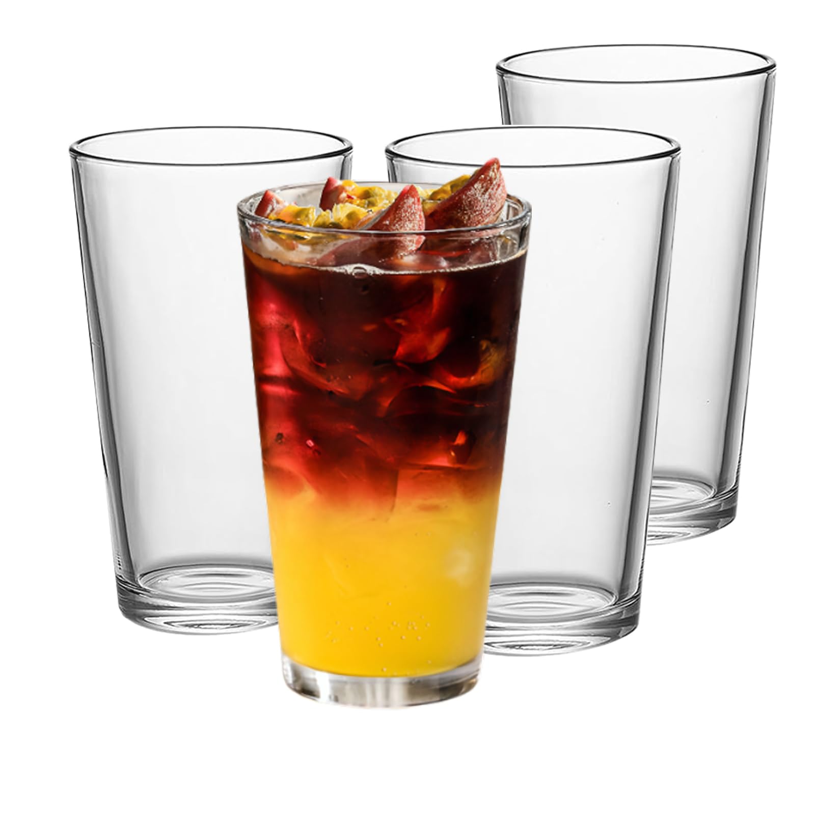 16 3 oz Drinking Glasses Set of 4 Glass Cups Set Pint Glasses Iced Coffee Cups Highball Drinkware