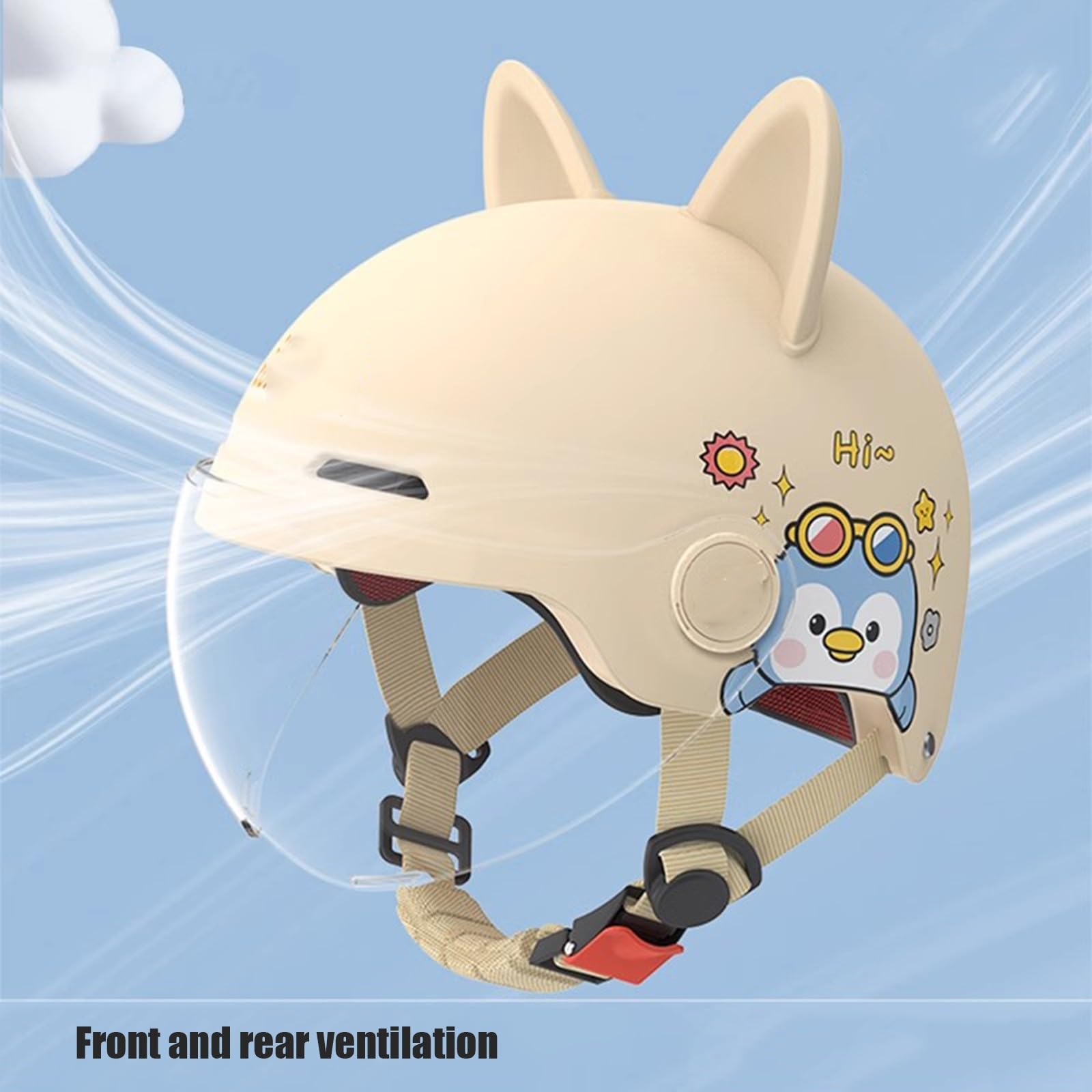 Casco De Motocicleta Eléctrico De 3/4 Pulgadas con Diseño De Dibujos Animados para Niños Y Niñas Abierto con Visera para Scooter Crucero Jet Homologado ECE H,45-55CM