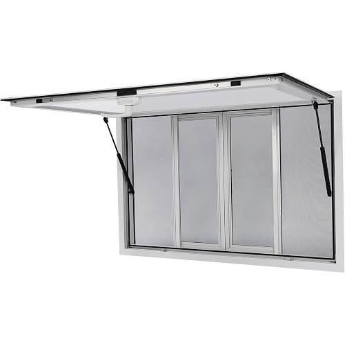 Food Truck Service Window Concession Stand Serving Window for Food Trailer Trailer Windows Concession Windows Door with Drag Hook (45x30Inch(With screen, awning and drag hook))