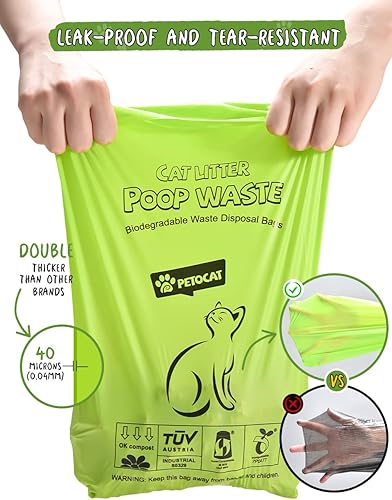 Miniatura 5 de Bolsas de arena para gatos biodegradables para desechos de gatos, a prueba de fugas, duraderas y sin perfume, grandes para adaptarse a cualquier