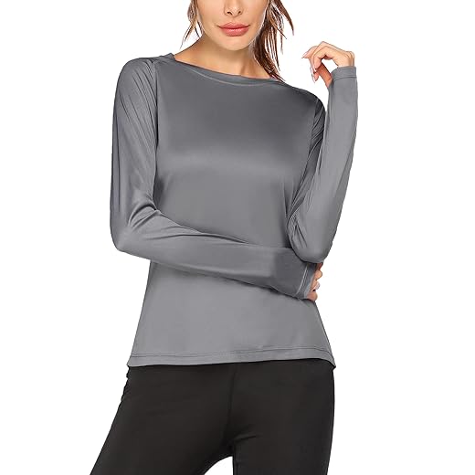 COOrun Womens Long Sleeve Workout Shirts Yoga Sports T-Shirt Lightweight Activewear Tops with Thumb Hole,Black S