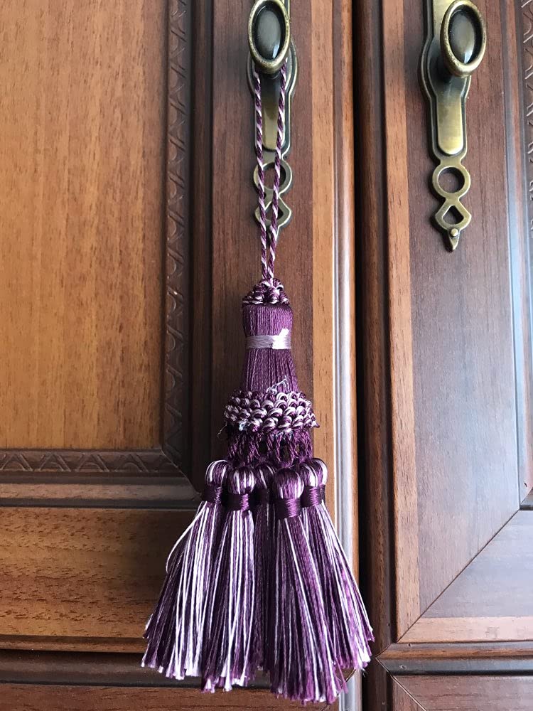 Lot de 4 pompons à suspendre pour rideaux - Frange en fil de soie - Décoration artisanale - Porte-clés (doré)