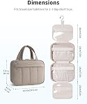 Narwey Hanging Toiletry Bag Women Travel Toiletries Bag Quilted Makeup Cosmetic Organizer for Travel Size Essentials Accessories with Hanging Hook (Khaki)