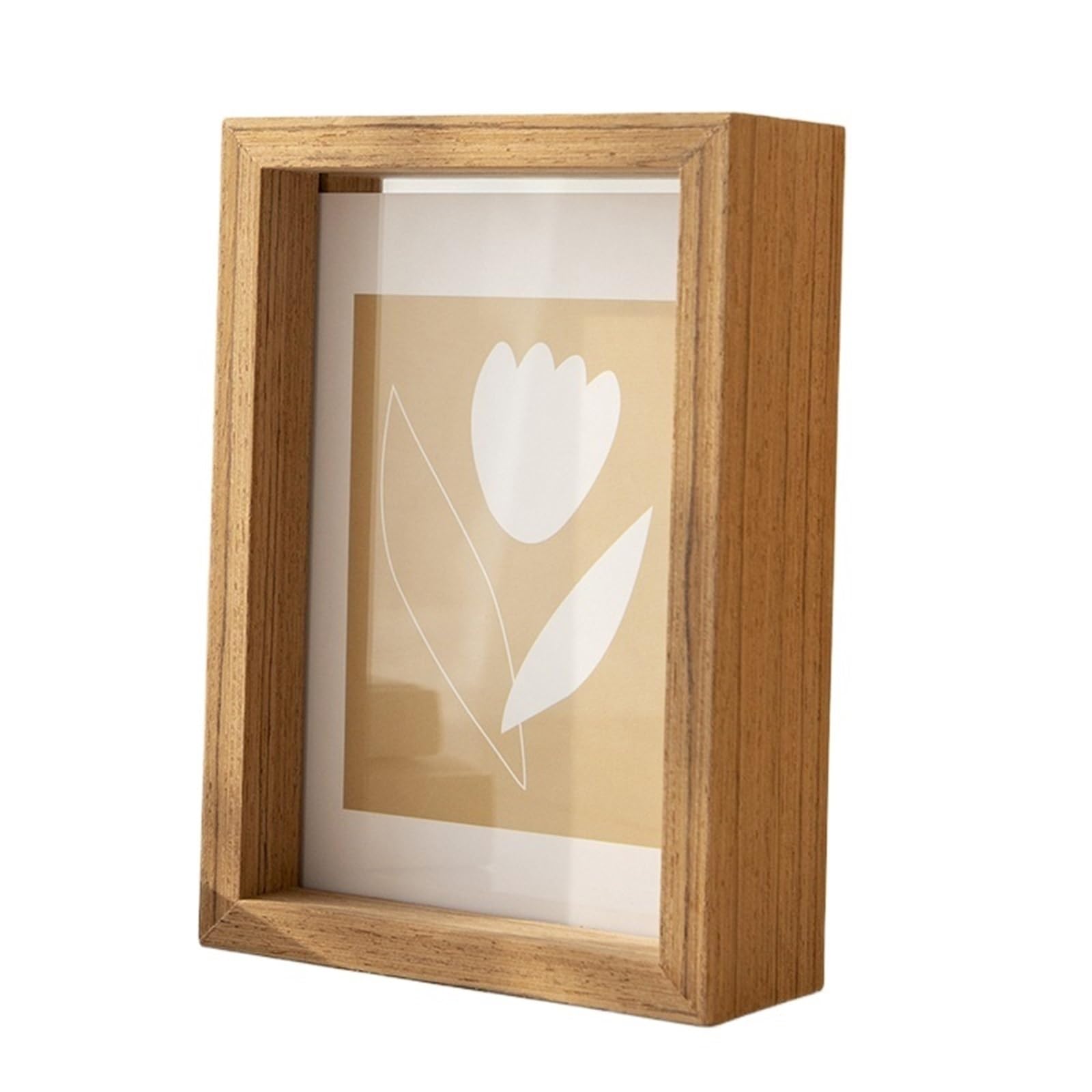 Shadow Box Display, Solid Wood Specimen Shadow Box Frames Double-Sided Glass Multiple Sizes Multicolor(Color04,15x20cm 8Inch)