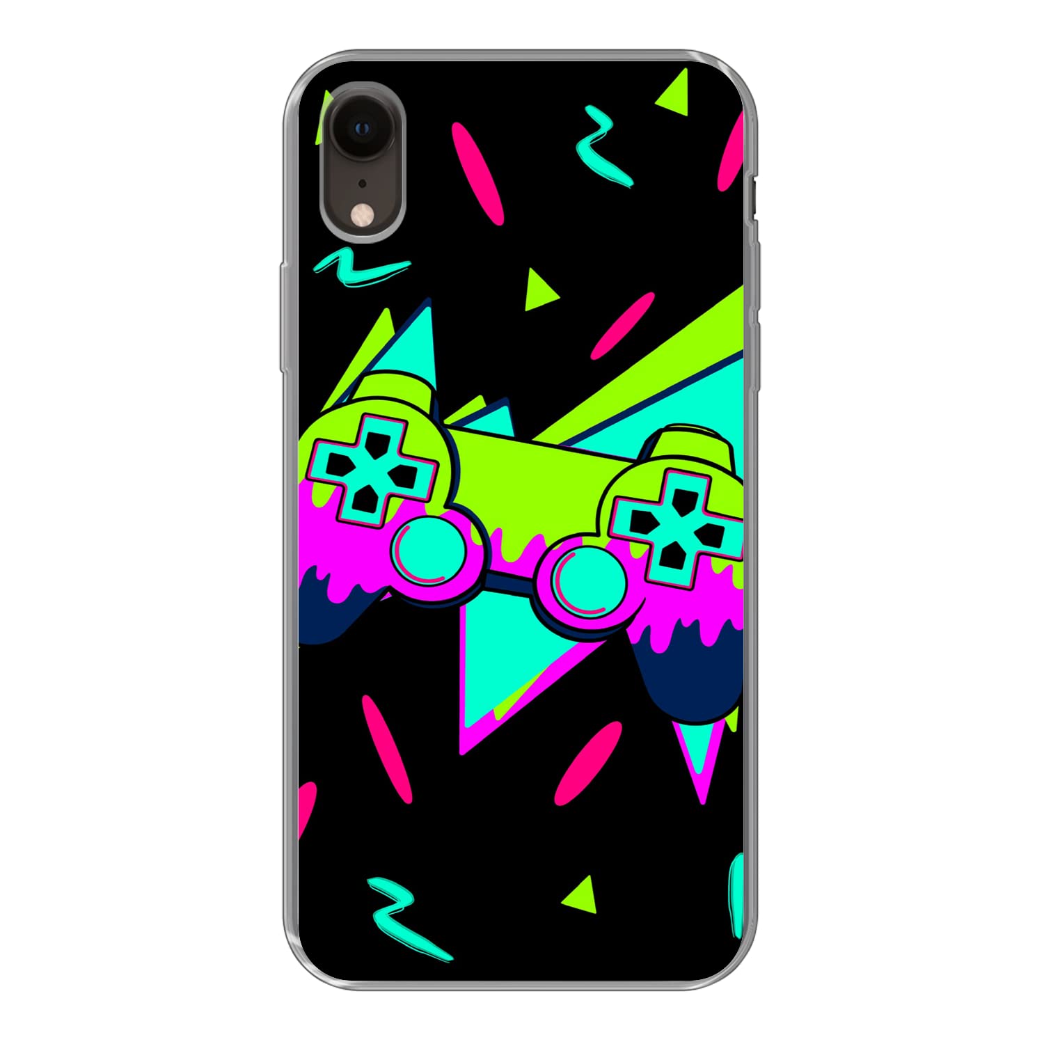 MuchoWow Funda para iPhone XR - Juego - Mando - Negro - Funda de Silicona/Funda Blanda para teléfono móvil