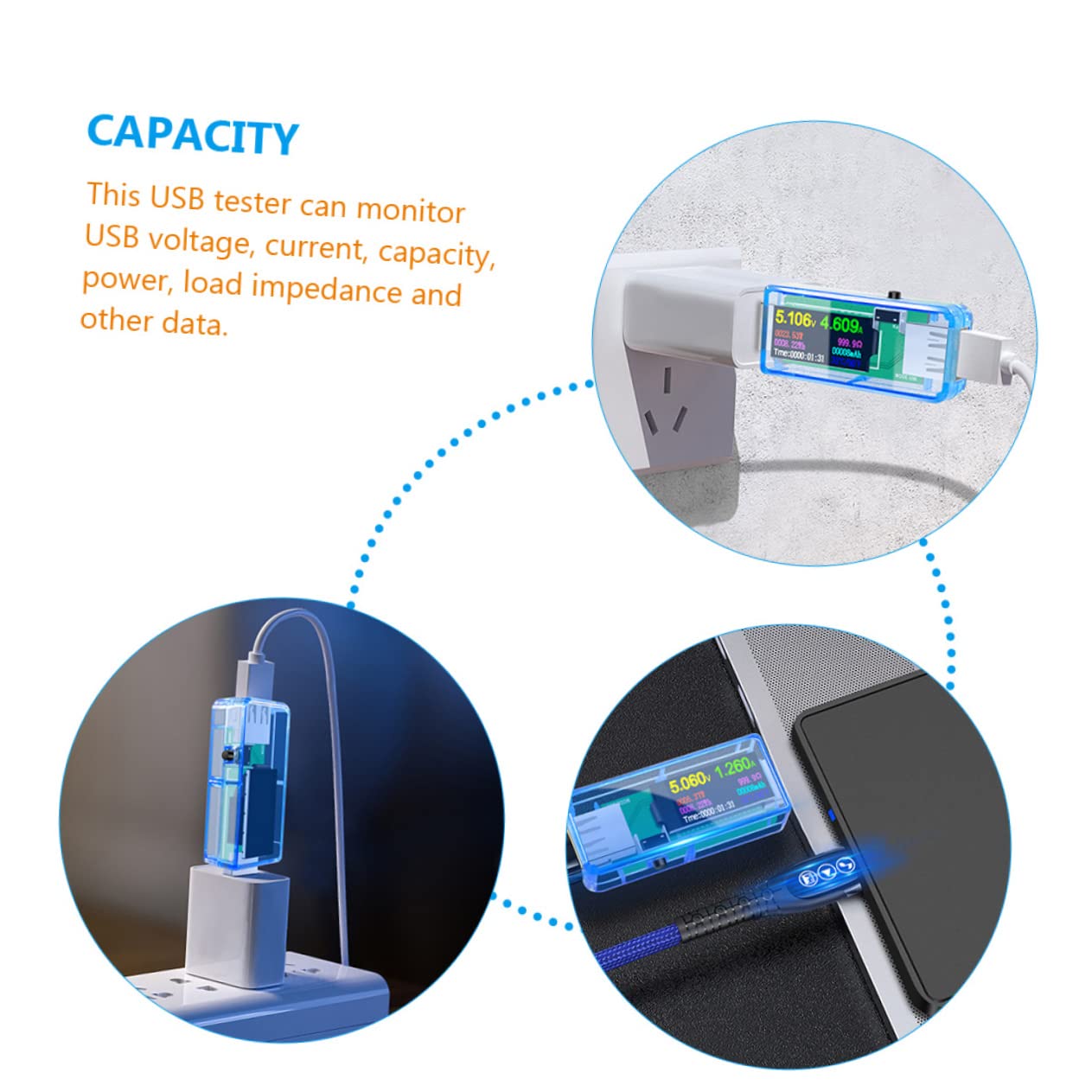 HOMSFOU 5stücke Usb Tester Präziser Usb Power Mit Lcd Display Zur Überwachung Von Spannung Strom Und Kapazität Für Ladegeräte Und Powerbanks Tragbar Und Benutzerfreundlich