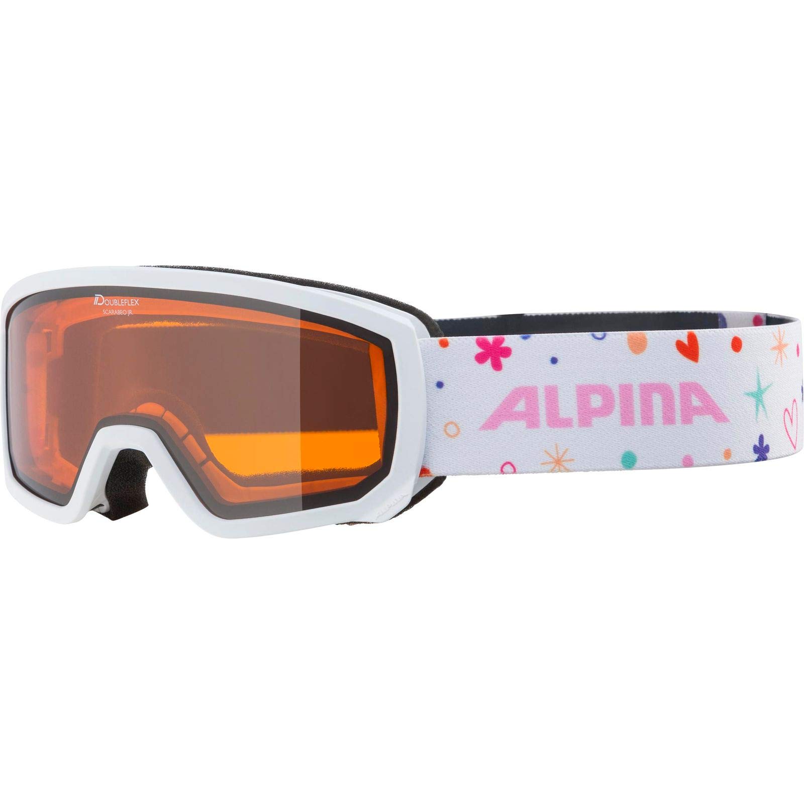 ALPINA SCARABEO JR. - Beschlagfreie, Extrem Robuste & Bruchsichere OTG Skibrille Mit 100% UV-Schutz Für Kinder, white rose, One Size