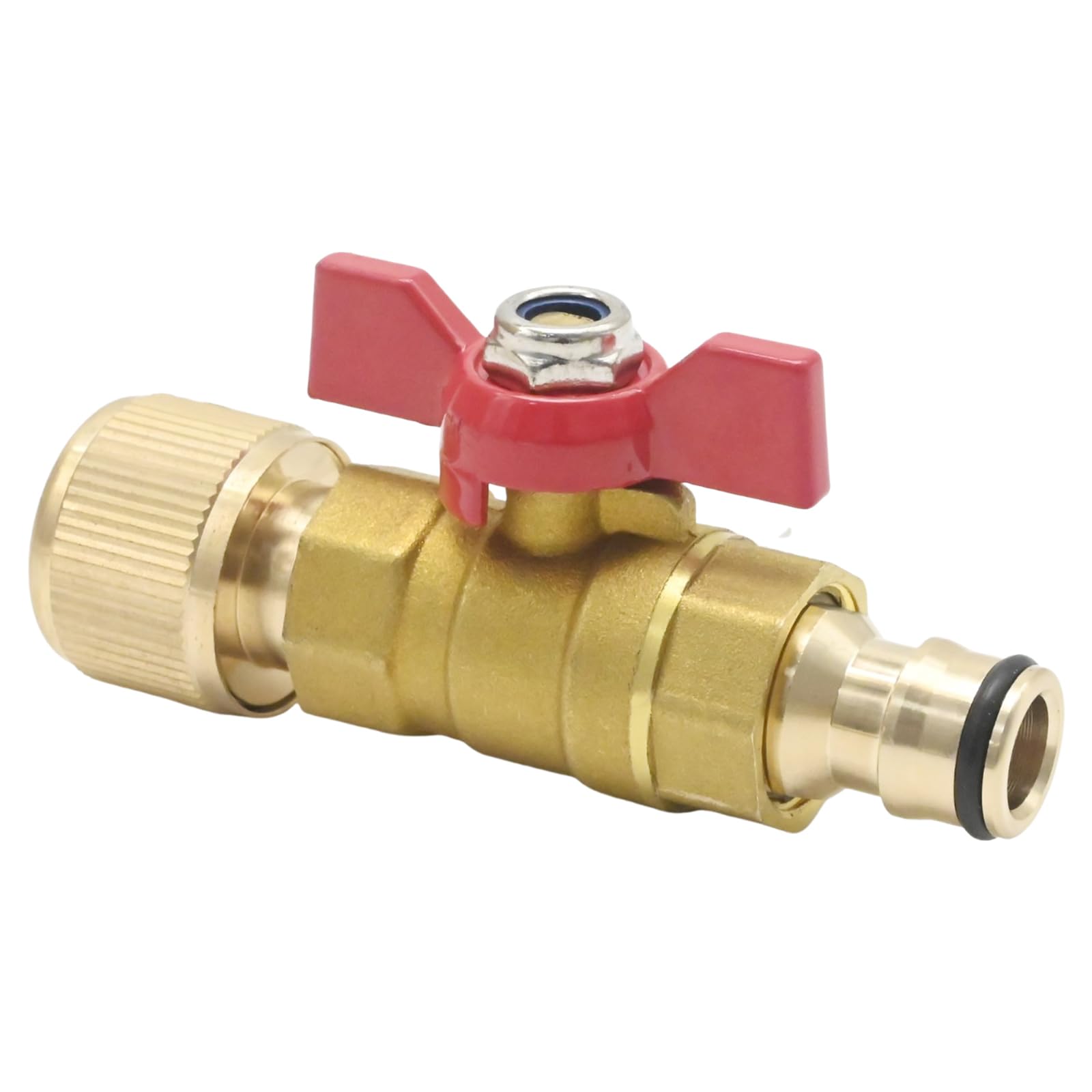 MospdyGear Brass Garden Hose Connector with Control Valve, Quick Release Water Shut Off for Hose Reels and Tanks, Compatible with 1/2" DN15 and 3/4" Couplings