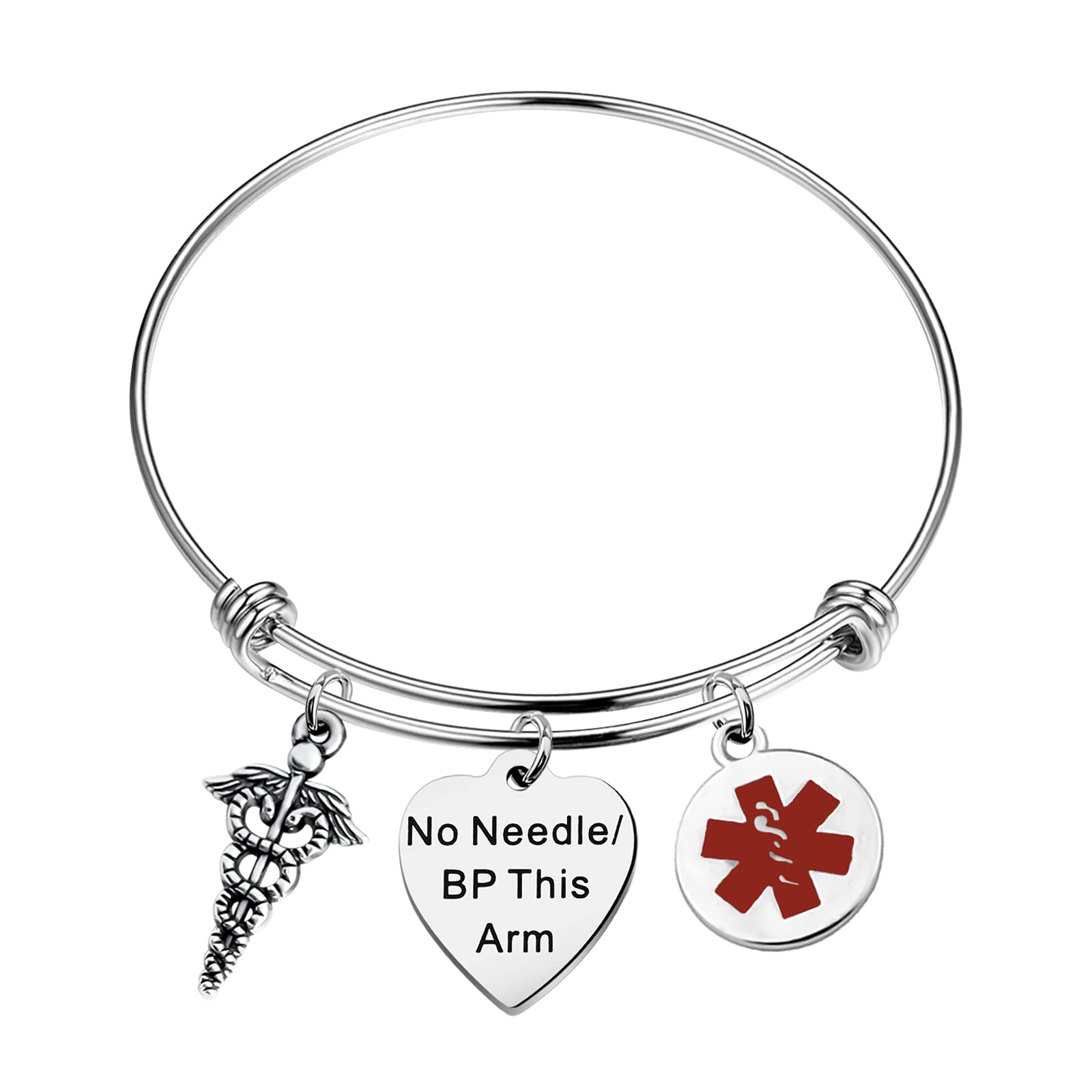 Surgical Grade Steel Medical Alert ID Bracelet for Men Women Epilepsy/Blood Thinner SOS Emergency Medical Bracelets