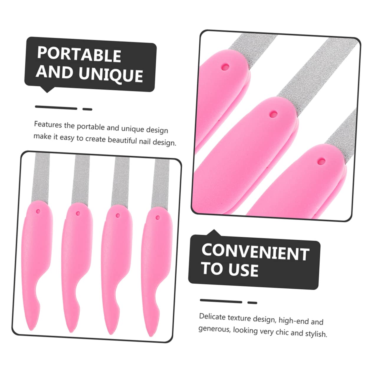 Set di 8 per Unghie in Metallo Rosa Doppia Superficie per Limatura e Modellatura, Design Compatto e Resistente per Uso Domestico e Salone