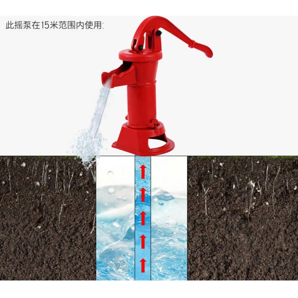Bomba de agua manual original de hierro fundido, bomba de pozo de mano antigua, bomba de presión de mano para pozo, bomba de agua para jardín de infantes (azul 8,2 kg)