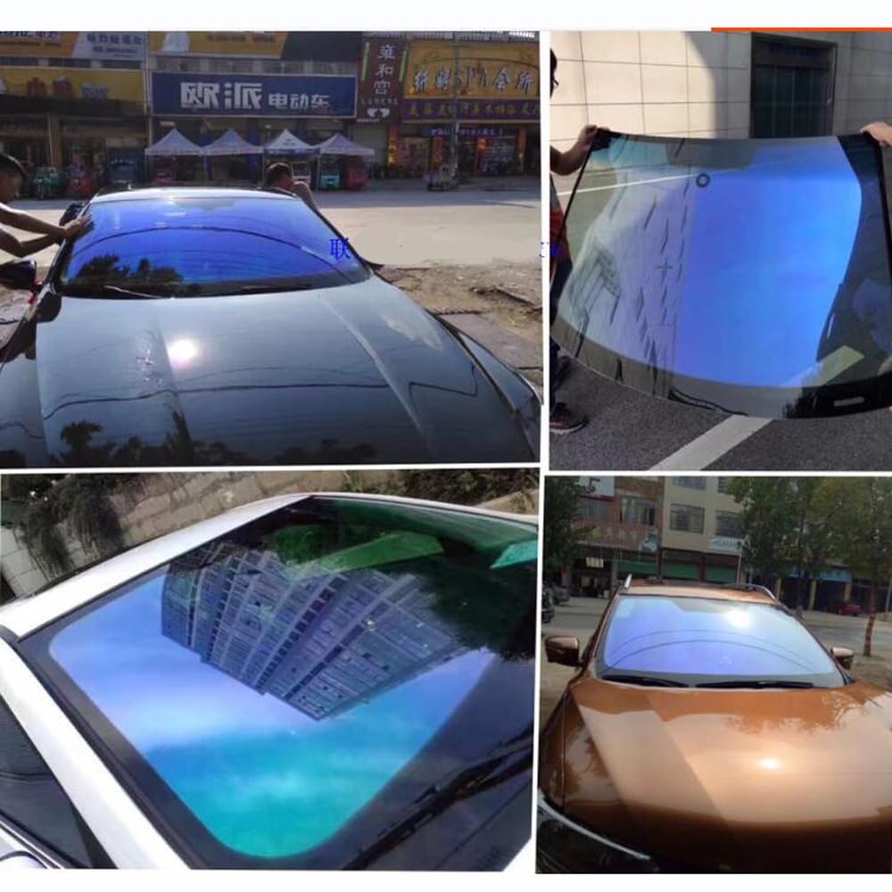 Pellicola Oscurante Vetri Auto 7 5 cm x 3m Pellicola solare del parabrezza Chameleon blu 67% Finestra anteriore Tinta sfumature parabrezza Protezione esplosione fogli Pellicola Oscurante Per Vetri Aut