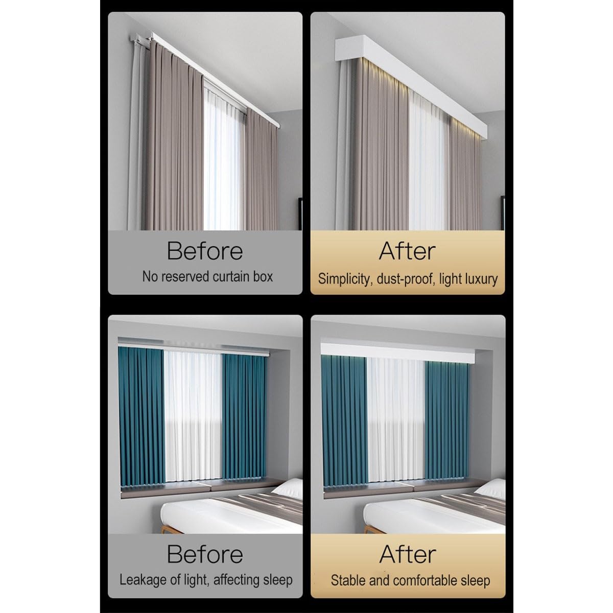 Doppellauf Vorhangsystem mit n Gleitrollen einfach zu installieren und zu bedienen ideal für Wohnzimmer Schlafzimmer stilvolle Fensterdekoration.