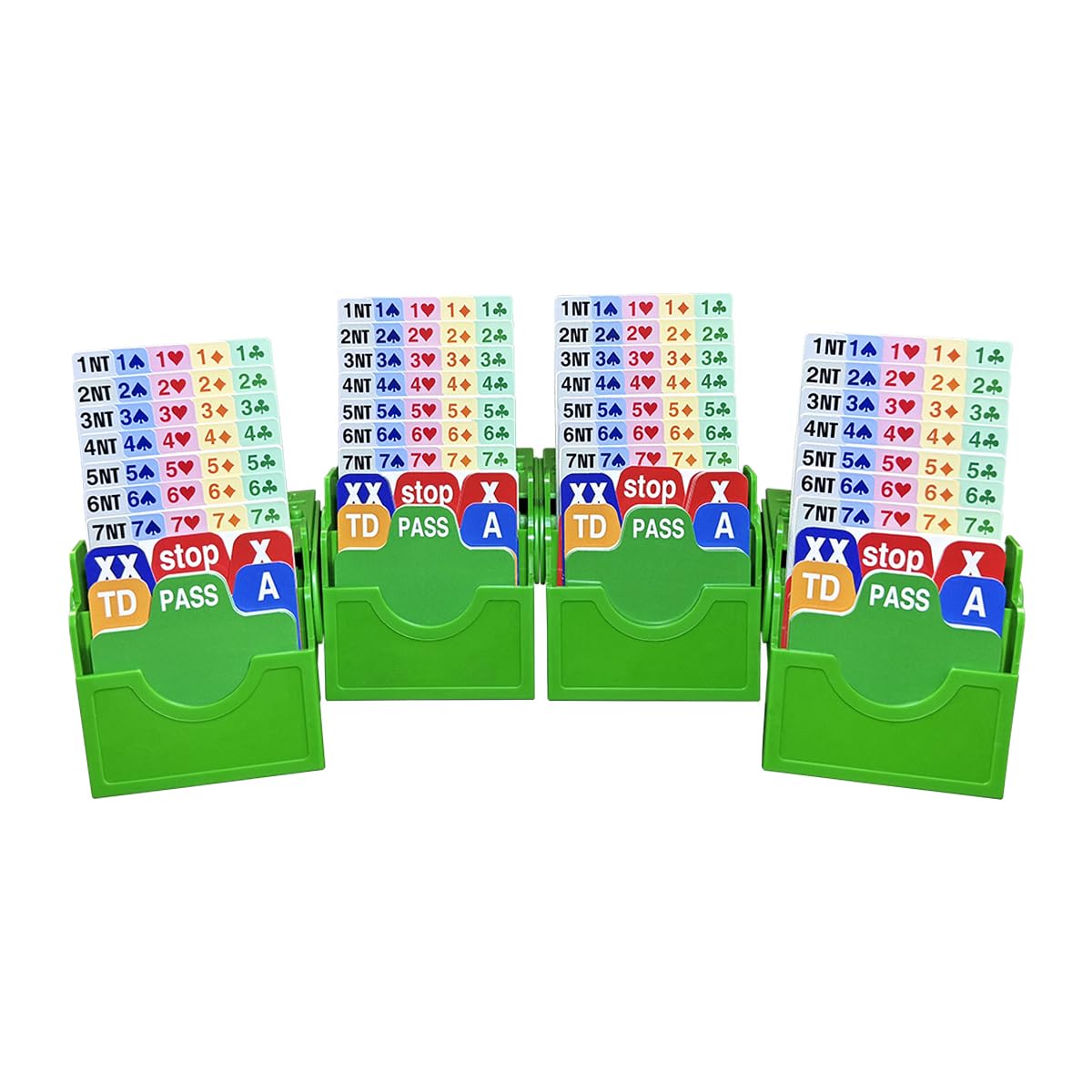 Time Walker Green Bridge Playing Cards Set of 4 with Bidding Box and Bridge Playing Cards Together for Adults