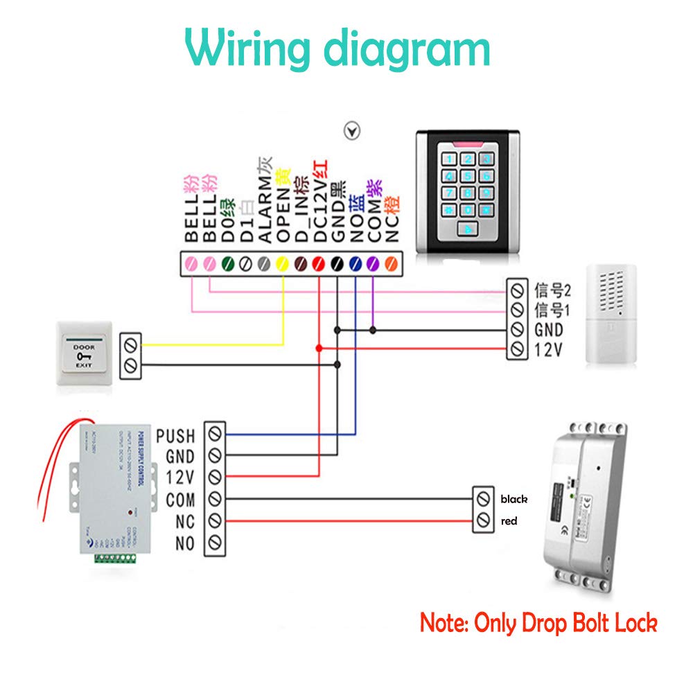 AMAO Cerradura de perno de descenso eléctrico DC 12V Fail Safe Cerradura de puerta electrónica para el sistema de seguridad de control de acceso con tiempo de retraso