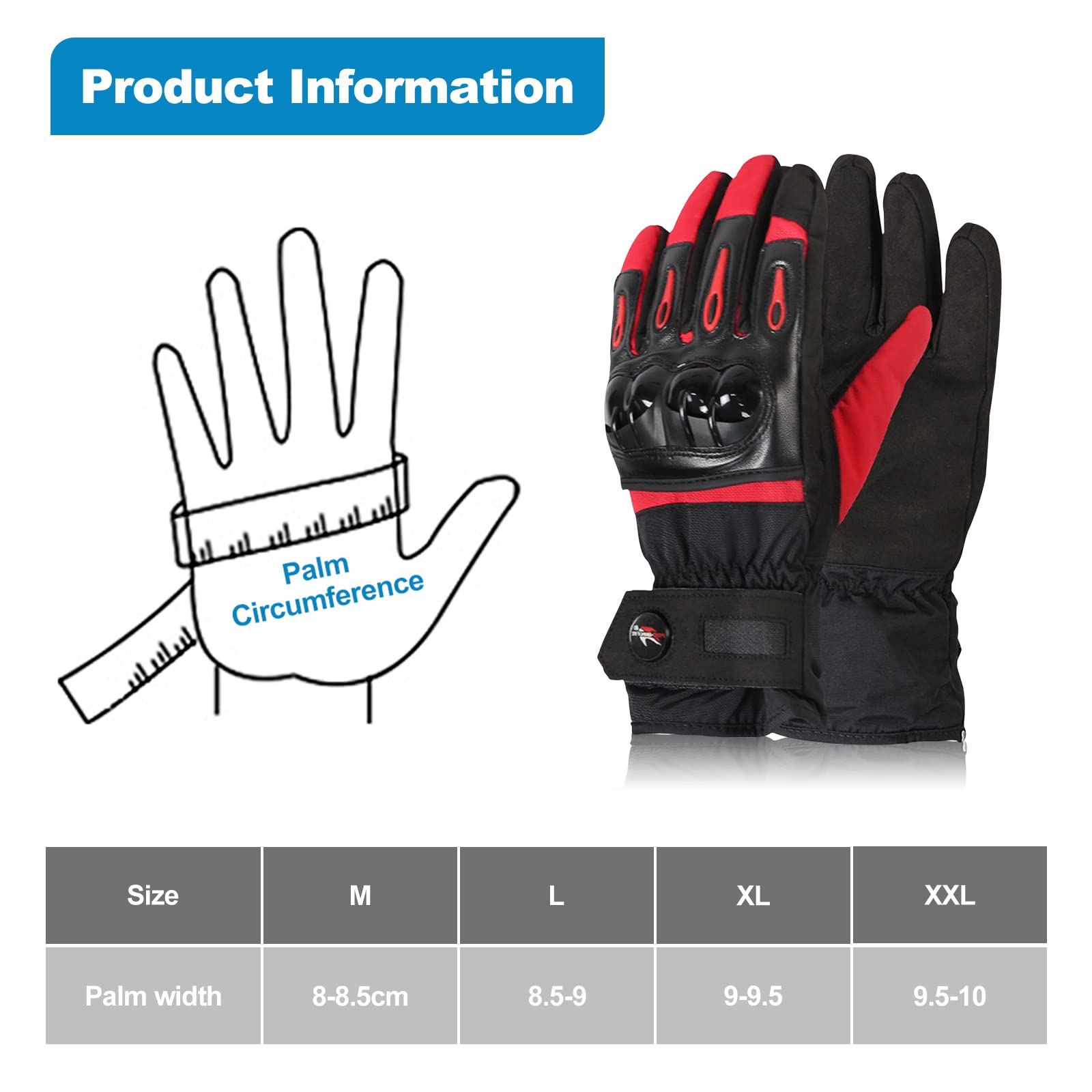 Gants de Moto, Gants à Écran Tactile Plein pour Femme et Homme, Gants Moto Coupe-Vent et Coupe-Froid pour VTT, Moto Cross, Scooter, Vélo et Autres Sports de Plein Air