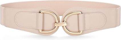 SANSTHS Vintage Women Stretchy Wide Belt Chunky Buckle Elastic Wide Waist Belts for Dresses Coats