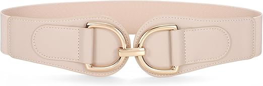 SANSTHS Vintage Women Stretchy Wide Belt Chunky Buckle Elastic Wide Waist Belts for Dresses Coats